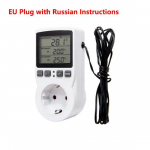 Digitaalne temperatuurikontrolleri pistikupesa EU pistik termostaadi l&uuml;liti temperatuuri regulaator anduritega sondi soojendus jahutus EU-Russian