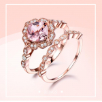 Kaks-&uuml;hes peen Nano Morganite lilledega s&otilde;rmuste komplekt Valentine kingituse pakkumine Naiste abielus&otilde;rmuse ehted 6 roosa kuldne v&auml;rv