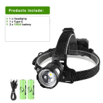 Superv&otilde;imas esilamp 18650 Laetav K&otilde;rge V&otilde;imsusega LED Pealamp Kalastamiseks Pealatern Professionaalne Esituli with 2 batteries