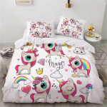 Laste voodipesukomplektid Kingitused &Uuml;kssarviku ja V&auml;rvilise Hobuse Prindiga Tekikoti Komplektid Lastele T&uuml;drukutele Poistele 2/3 tk &Uuml;hekohaline Roosa Tekk AU Double 180x210cm