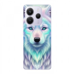 Coque Xiaomi Redmi Note 14 5G Loup blanc reflet violet Maniacase