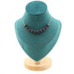 Pierres et Min&eacute;raux. Collier 10 perles Lave 8 mm. Chaine en acier inoxydable Collier femmes, hommes. Taille personnalisable.
