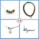 Pierres et Min&eacute;raux. Parure bijoux Bracelet Collier perles Mica vert de Tanzanie + bois 8 Taille personnalisable.