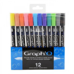 Feutres pinceaux - Graph'It - Graph'O - 12 feutres - Double pointe - Mixte