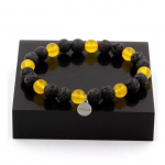 Pierres et Min&eacute;raux. Bracelet Perles Agate jaune + Lave 8 mm. Fabriqu&eacute; en France.