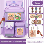 Kapiibara Suure mahutavusega kerge seljakott 1.-6. klassidele: Mustuskindel ja armas poistele ja t&uuml;drukutele large lilla