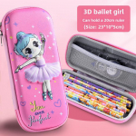 3D kahekihiline pliiatsitase &ndash; suure mahutavusega kirjatarvete kott algkooli&otilde;pilastele Ballet Girl, Single Zipper