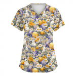 Naiste moodsad V-kaelusega l&uuml;hikeste varrukatega t&ouml;&ouml;r&otilde;ivad, taskutega, tr&uuml;kitud topid L armee roheline v&auml;rv