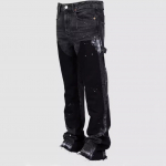 GMXIA Meeste teksa kombinesoon Moodne Ins kombinesoon Elastne plaaster Denim lamineeritud kellukad M must hall v&auml;rv