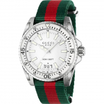 Gucci YA136207 Dive Valge sihverplaadiga Meeste k&auml;ekell 45