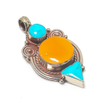 Tibetan Turquoise, Onyx Handmade 925 Sterling Silver Jewelry Pendant 2.05 p6i24