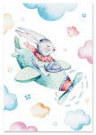 Plakat zając w samolocie plakaty dla dziecka 21x29,7 cm A4
