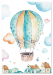 Plakat do pokoju dziecka balon, lot balonem 21x29,7 cm A4
