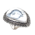 Natural Dendrite Opal Gemstone 925 Sterling Silver Jewelry Ring Size 9 z2y75