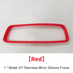 Tahavaatepeegli kaitseraam Tesla Model 3 YSX keskkonsooli tarvikute jaoks Sisemine tahavaatekate silikoonkummist &uuml;mbris punane