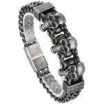 Gooti Kolju ja Jalgrattaketi Meeste K&auml;ev&otilde;ru Meestele Vintage Must Tugev 316L Roostevaba Teras Skeleti Ehted Aksessuaarid 22CM must