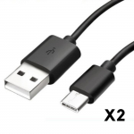 USB-C kaabel Huawei Y8P - P SMART 2021 - P SMART S - P SMART Z jaoks - USB-C t&uuml;&uuml;pi kaabel must 1 meeter [PARTII 2] Phonillico&reg;