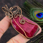 Ruby(Simulated) Gemstone Copper Wire Wrap Jewelry Pendant 3.23 v3s80