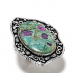 Ruby in Fuchsite Handmade Ethnic 925 Silver Gift Ring Size 9 w7l86