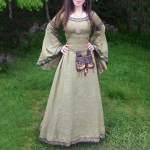 Naiste keskaegne renessanss pikk maksikleit vintage flare varrukatega gooti peokleidid 4XL helepruun v&auml;rv