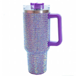 40oz L&auml;ikiv Teemant L&auml;ikiv Teemant Tumble Kohvi Isolatsioonitops Roostevabast Terasest Autopudel K&otilde;rrega Suure Mahutavusega Kivist Tass 40oz lilla