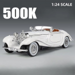 1/24 m&otilde;&otilde;tkava 500K vana auto mudelm&auml;nguasi survevalu sulamist sportauto m&auml;nguasjad heliga ja valgusega t&otilde;mmatavad s&otilde;idukid lastekingitusteks valge