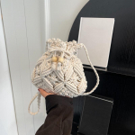 Disain kootud k&auml;ekott mood Boho Hollow Out k&auml;sitsi valmistatud &auml;mber Crossbody kott Suvine rannakott Kootud telefonikott 21x8x20cm