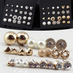 12 tk/komplekt Kristallsulamist &uuml;mmargune pall kullav&auml;rvi k&otilde;rvar&otilde;ngad vintage h&otilde;bedase v&auml;rviga simuleeritud p&auml;rlitega k&otilde;rvar&otilde;ngaste komplekt naistele 1