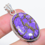 Natural Copper Charoite Gemstone 925 Sterling Silver Jewelry Pendant 1.89 h3b49