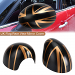 Suurbritannia lipuga tahavaatepeegli kate MINI Cooper Hardtop F55 F56 jaoks Must/Kuldne