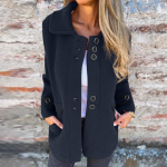 Naiste &uuml;hev&auml;rviline n&ouml;&ouml;biga rev&auml;&auml;riga &uuml;he n&ouml;&ouml;biga pikkade varrukatega jakk XL must