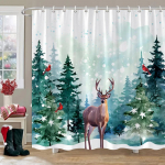 J&otilde;uluteemaline du&scaron;ikardin Talvine lumi J&otilde;ulupuu Hirv Rustikaalne puidust paneel Kangas Pestav du&scaron;ikardin Vannitoa dekoor 90x180cm35x71in