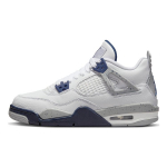 Air Jordan 4 Retro GS Midnight Navy Laste tossud Valge Hele-suitsuhall Tulepunane 408452-140 36