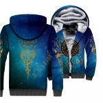 Meeste viikingi t&auml;toveering 3D-tr&uuml;kiga lukuga kapuutsiga fliisist kahekihiline dressipluus M