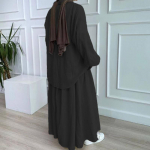 2-osaline pikkade varrukatega s&auml;rk+seelikud Eid moslemi naiste elegantsed komplektid Abaya Dubai T&uuml;rgi islami vabaaja topid, &uuml;hev&auml;rvilised seelikud, mood XXL pruun
