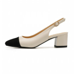 Moodsad Luksuslikud Aprikoosi/Musta Segav&auml;rvi Sandaalid Naistele Slingback Ankelrihmaga Kingad Daamide Keskmise K&otilde;rgusega Kontsad Sandalias Kontorikleit Tacones 35 valge