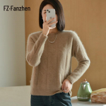 Fanzhen Women's 100% Wool Thickened Round Neck Sweater XL