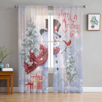 J&otilde;ulud lumememm kardinal magamistuba l&auml;bipaistvad l&auml;bipaistvad kardinad p&uuml;hadekaunistused aken Voile t&uuml;llkardin 135W x 114H(cm)