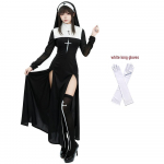 Seksikas Halloweeni nunna vampiiri cosplay kost&uuml;&uuml;m - Must n&otilde;id teenija rollim&auml;ng Extra Large