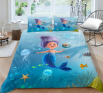 3D Merineitsi mustriga voodipesukomplekt Ilumustriga tekikattega padjap&uuml;&uuml;r, 2 v&otilde;i 3 t&uuml;kki mikrokiust kangast pehme ja mugav kodukaunistus Baby 100x135cm gray