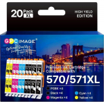 Cartouches d'encre compatibles - ZUUKO - 570 571 XL - Pack de 20 - Multi-couleurs - Encre &agrave; base d'eau