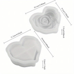 S&uuml;damekujuline rooside hoiukarp silikoonvorm kaanega DIY 3D nikerdatud roosi k&uuml;&uuml;nlapurk betoonist tsemendivorm epoks&uuml;vaigu kipsivorm helehall v&auml;rv