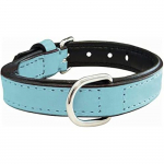 Collier - GLORIA - Rembourrage Col Fourrure - Cuir Bleu - Ajustable - Chien Moyen sinine