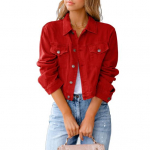 Naiste Cropped Denim Jakk Vabaaja N&ouml;&ouml;pidega Pikkade Varrukatega Mantel S&uuml;gis Kevad L&uuml;hike Jean Shacket Taskutega 3XL tumesinine v&auml;rv