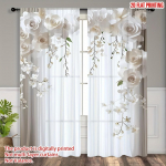 2 tk elegantset valget lillelist l&auml;bipaistvat kardinat, 2D lame disain, pol&uuml;estervardatasku elutoa, magamistoa, kontori, puhkemaja kaunistamiseks 53x116cm(2pcs)