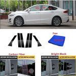 Sobib Ford Mondeo 2013 jaoks - s&uuml;sinikkiust must auto akna ukse sammas BC sammas posti katte trimmi peegli efektiga arvuti bright black
