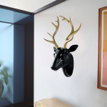 Head Statue Animal Figurines Pendant resin material art Crafts Faux Wall Mount Elk Geometric for Black Gold