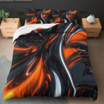 3 tk Kaasaegne abstraktne must-oranž tekikottide komplekt Halloweeni teemaline voodipesu padjap&uuml;&uuml;ridega Magamistuppa, elutuppa, kabinetti, hotelli EU Single(135*200cm)3pcs