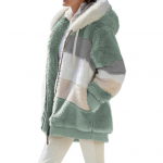 S&uuml;gistalvine naiste kardigan mantel Paksendatud pl&uuml;&uuml;s kapuutsiga kraega pingutusn&ouml;&ouml;r lahtine tuulekindel Colorblock Patchwork pikkade varrukatega kampsun jope L khaki