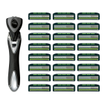 FEATHER MR3 Neo Asenduskarp Made in Shaving Habemenoa F-System Teradega, 24-osaline Hoidja, Jaapan, 3-teraline, T-kujuline Habemenuga, Meeste must